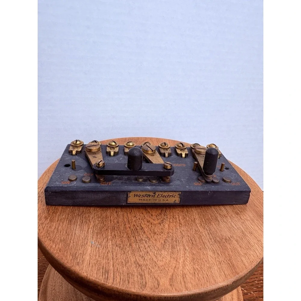 Antique Western Electric Slate Knife Switch Board Vintage Telegraph Telephone